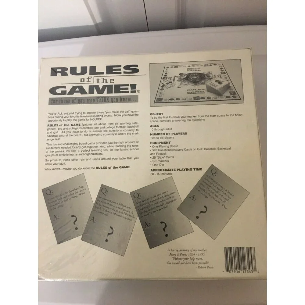 New Rules of the Game 1995‎ Sports Trivia Board game~New & Factory Sealed